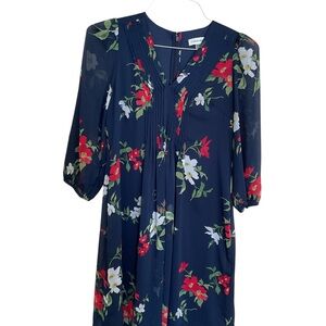 Calvin Klein Floral Mini Dress - Navy with Red and White